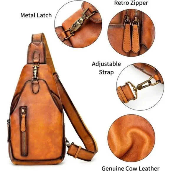 🆕Women Brown Genuine Leather Crossbody Sling Handmade Classic Vintage Bag - Picture 5 of 8